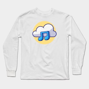 Cloud Music with Tune and Note of Music Cartoon Vector Icon Illustration Long Sleeve T-Shirt